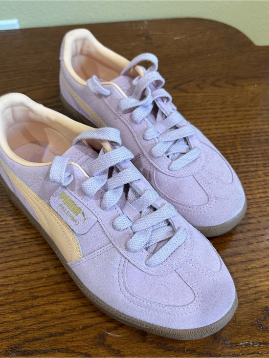 Puma Shoes - Puma Palermo Women's Lavender Suede Sneakers with Pale Pink Stripe